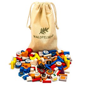 Waldfelsen® Wooden Toy Figures - 16 Cities, 20 Settlements, 60 Streets, 12 Knights, 6 City Walls and Accessories Suitable for the Base Game and Expansion Cities and Knights of The Settlers