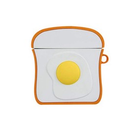 AirPods Case Cover, Egg, Bread, Hot Dog, Airpod Case, Mascot, Cute, Compatible with Wireless Charging Models! Includes Character Carabiner (AirPods 1/2, Pan)