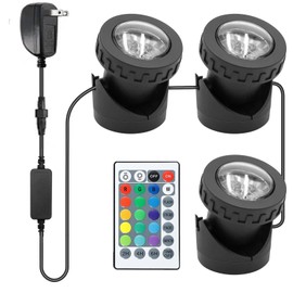 TENSUL Colored Pond Lights with Timer, RGB Fountain Lights IP68 Waterproof Pond Light, Dimmable Outdoor Landscape Lights for Fish Tank Pond Fountain Garden, 3 Lights