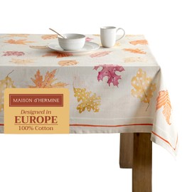 Maison d' Hermine Tablecloth 100% Cotton 70"x90" Decorative Rectangle Tablecloths Washable Table Cover, Home, Wedding, Buffet Party, Colors of Autumn - Thanksgiving/Christmas