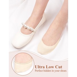 Becellen 8 Pairs of Women's Low Cut Ballerina Socks, Invisible Half Socks with Transparent TPU Sling, Black, Nude