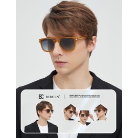 BIRCEN Polarized Sunglasses for Men UV-Protection: Acetate Retro Trendy Fashion Womens Shades for Driving Fishing Golf