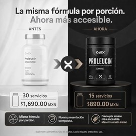 CellX Proleucin® Dileucina DL185™ 2,000 mg por Porción | 45 Cápsulas Vegetales | 15 Porciones