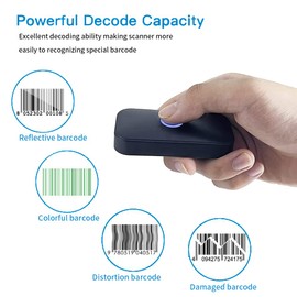 Bluetooth Barcode Scanner Portable 1D USB Laser Mini Bar Code Reader for Retail Store Inventory Compatible Windows, Mac,Android, iOS Phones Plug and Play