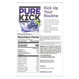 SINGLES TO GO! Pure Kick Hydration Drink Mix Concord Grape, 3 Boxes with 6 Packets Each - 18 Total Servings