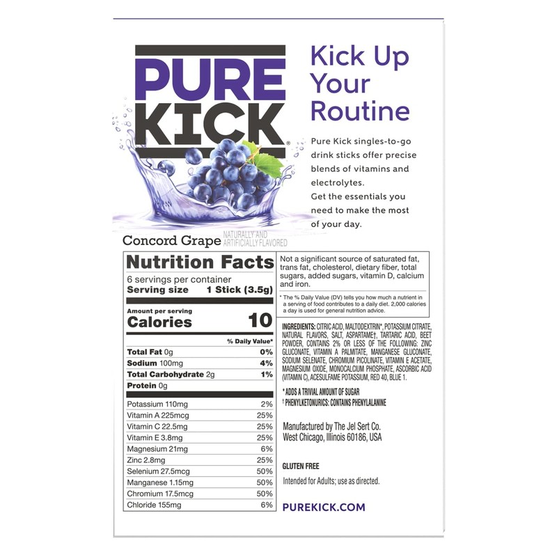 SINGLES TO GO! Pure Kick Hydration Drink Mix Concord Grape,