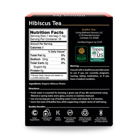 Buddha Teas Organic Hibiscus Flower Tea | 18 Bleach-Free Tea Bags | Supports Circulatory System | Calms Nervous System | Antioxidants | Great Source of Vitamin C | Caffeine Free | No GMOs