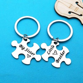 Sister Brother Keychain Set Brother and Sister Gifts for Little Brother Big Sister Keychain Set for Little Brother Gifts from Big Sister Christmas Birthday Gifts Family Gifts for Sister Brother