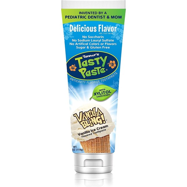 Tanner's Tasty Paste Vanilla Bling - Anticavity Fluoride Children�s Toothpaste/