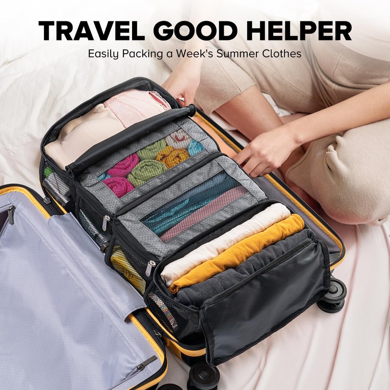 Vokelater Suitcase Organizer - Travel Luggage Hanging Shelves Packing Cube