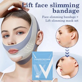 Bettinay Double Chin Lift Mask with 2 V Line Face Lifting gel Mask, Chin Strap for Tightening Skin Preventing Sagging