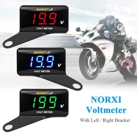 Norxi Motorcycle Voltmeter, Waterproof, Voltmeter, For Motorcycles, Scooters, Small Voltmeter, Voltage 12V, Low Voltage Alarm Function