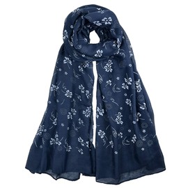 Gokei Scarf, Gift, Thin, Embroidery, Mother's Day, Popular Gift, Retro Style, Large Size Stole, Shawl, Birthday, Cotton, Stylish, Flower, Women's, Floral Pattern, Large, UV Protection, Cooling