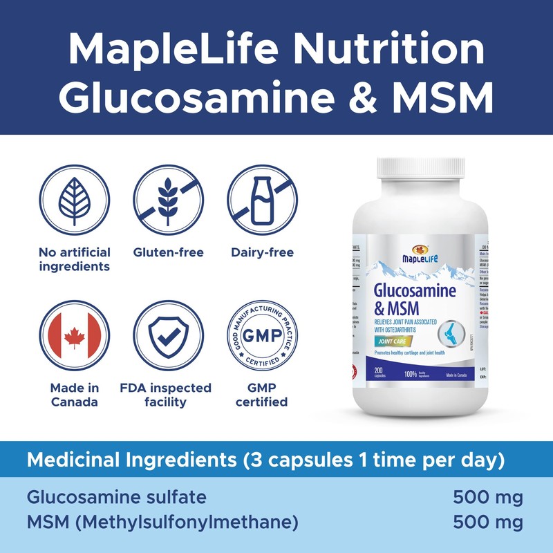 MapleLife Glucosamine Plus Msm 1000mg - 200 capsules