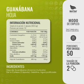 Guanabana Hoja 100 Cápsulas Sabor Natural
