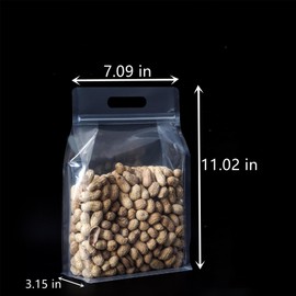 25Pack Transparent Plastic Flat Bottom Storage Bags with Carry Handle for Holding Food,Sealing Zipper Packaging Things Containers Convenient and Portable to Outing (7.1x11")