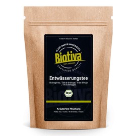 Organic Drainage Tea 200g (2x100g) - Nettle Leaves, Dandelion, Birch Leaves, Juniper, Peppermint - Traditional Recipe - Manufactured and Controlled in Germany - Biotiva