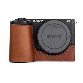 MUZIRI KINOKOO Case for Sony ZV E10 II/ZV-E10 II Camera, Vintage Textured Genuine Leather Half Case for Sony Alpha ZV E10 II/ZVE10 II with Bottom Opening & 1/4" Thread Screw - Brown