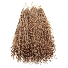 14“ 6 Packs Goddess Box Braids Crochet Hair With Curly Ends Boho Braids Crochet Hair for Black Women (#27, 14")