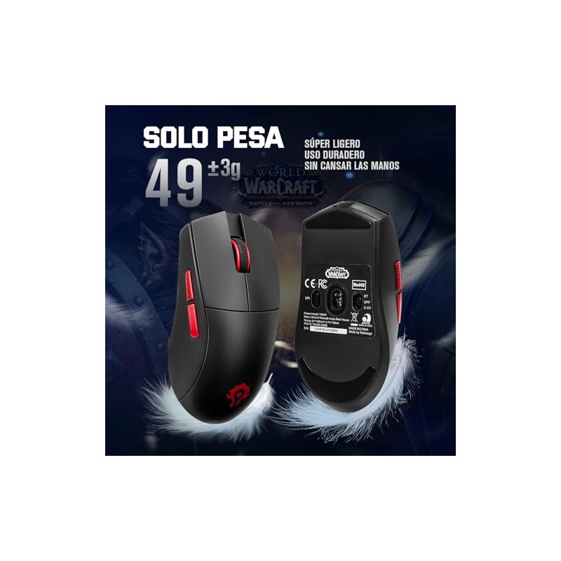 BLIZZARD Alliance Mouse Gaming Ultraligero de 49g, Mouse Inalámbrico con