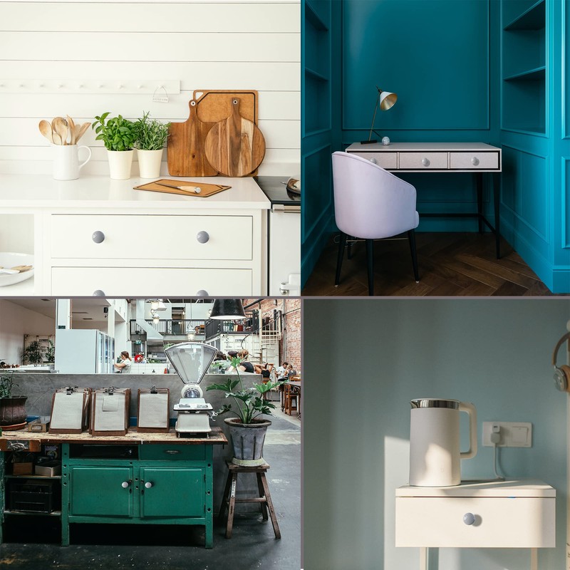 Perphin Ceramic Drawer Knobs, 12 Pack Grey Porcelain Cabinet Knobs