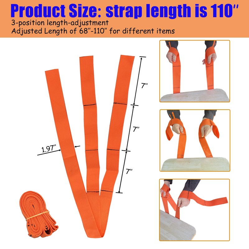 2-Pack Heavy Duty Furniture Moving Straps - for Moving Furniture,