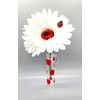 White Daisy Red Bling with Suction Vase - Compatible with