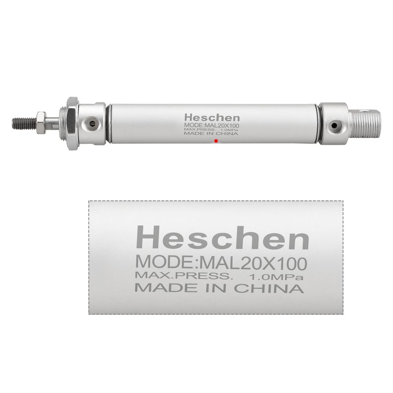 Heschen Pneumatic Slim Air Cylinder, MAL 20-100, PT1/8" Port, 20mm