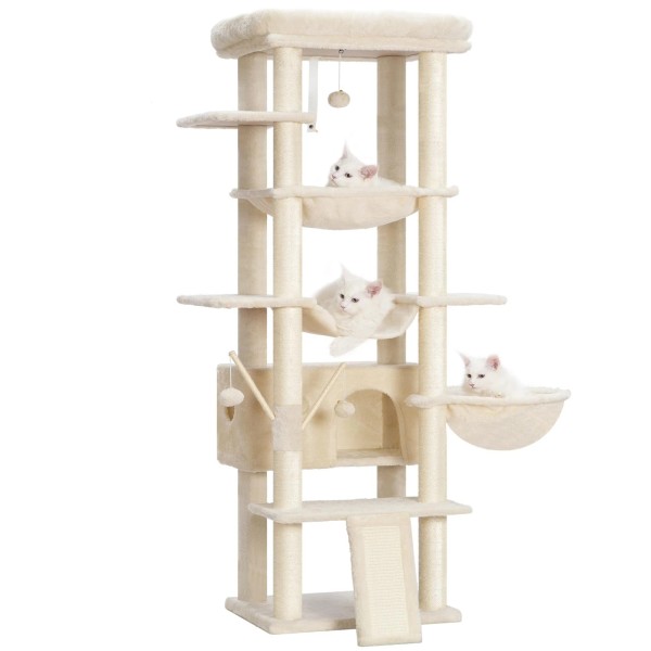 Cat Tree for Indoor Cats Large Adult with Big Platform,
