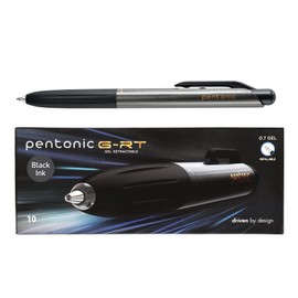 Pentonic GR-T Retractable Gel Pens, 10 Count, Black Ink, 0.7 mm Fine Point, Smooth Writing For Journaling, Note Taking, Office & School (1002363)