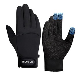 TECHFUN Waterproof Gloves for Men Women Cycling Gloves Winter Warm Touch Screen Gloves Outdoor Sports Water Resistant Anti Slip Thermal Gloves for Running Cycling Walking Riding Driving (L)