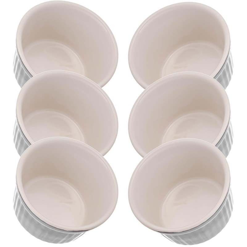 KADAX Soufflé Moulds Set, 6 Pieces, Diameter 9 cm, Crème
