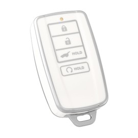 OFF WE GO for Acura Key Fob Cover, Soft TPU Protection Key Fob Case Compatible with Acura ILX MDX CDX RDX RLX NSX TLX TLX-L TSX PLX Smart Car Key Accessories (Silver White)