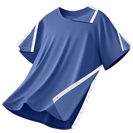 Shoulder Recovery Shirts Unisex-Post Shoulder of Short Sleeves with Hidden Snap Buttons on Sides (3X-Large, Blue)