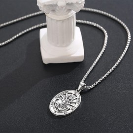 DOTBJ St Dymphna Medal Necklace, Catholic Patron Saint of Mental Health 925 Sterling Silver Saint Dymphna Pendant with Stainless Steel Chain 20"+2"