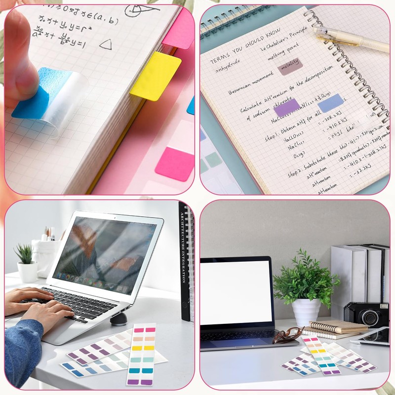 360 Pcs Book Tabs, Writable Sticky Tabs Colorful Page Markers