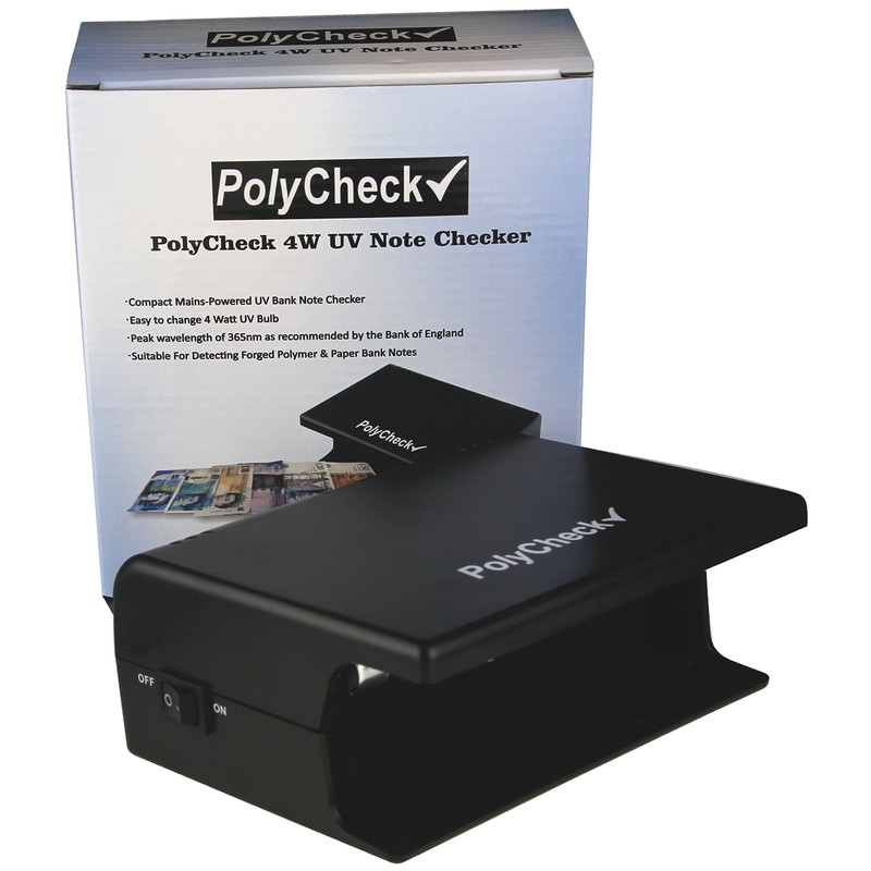 PolyCheck 4W UV Note Checker with 2 Spare DuraBulb Bulbs