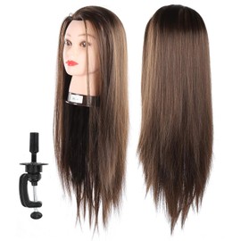Cabello Humano de la Cabeza de maniquí, 65 Cm para Peinado y Trenza Cabello Cabello Cabeza de Entrenamiento de Peinado, Cabezal de Muñeca de Cosmetología Manikin para Educación de Belleza y Uso de Salón