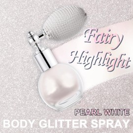 Hair and Body Glitter Spray, Holographic Glitter Highlighter Powder Spray, Face Hair Body Clothes Glitter Highlighter, Loose Glitter Spray Shimmer Powder Festival Rave Accessories (Peal White)
