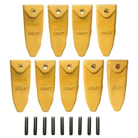 BDI Wear Parts X156T Hensley Style Tiger Rock Bucket Digging Teeth with P156 Roll Pins - 9 Pack