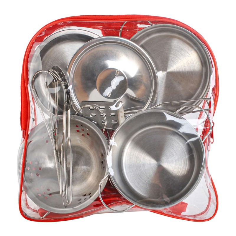 Children's cookware set with backpack, real-looking kitchen accessories, play kitchen