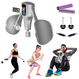 Husyop Multi-Function Thigh Master, 0-132 lbs Resistance Thigh Trainer Pro with Leg Straps, Handles, Resistance Bands and Jump Rope, Kegel Trainer Hip Thigh Toner Inner Thigh Exerciser (Gray)