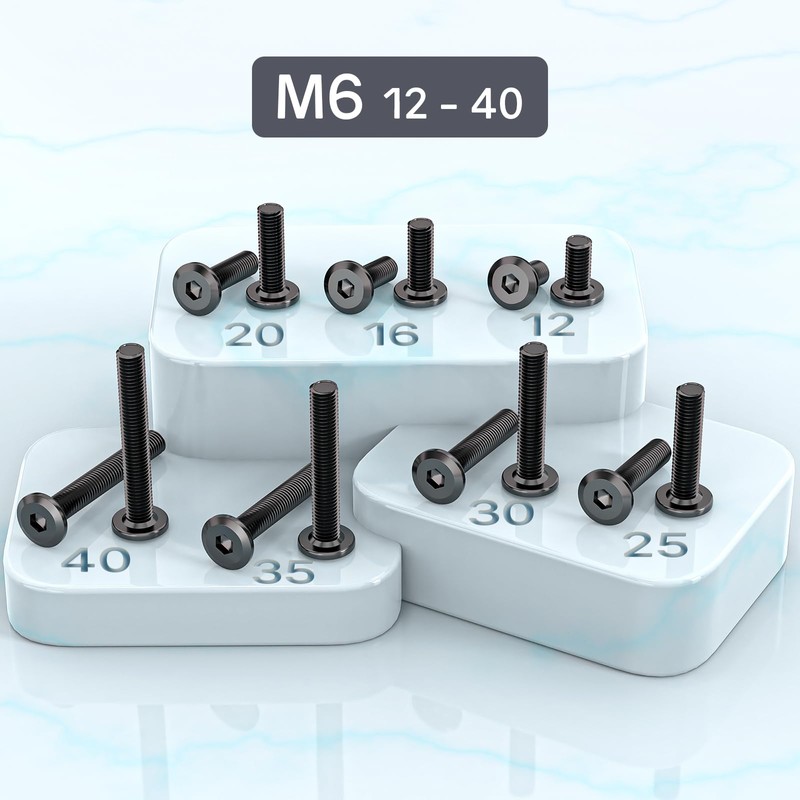 Pack of 30 Screws M6 x 25 mm, Flat Head