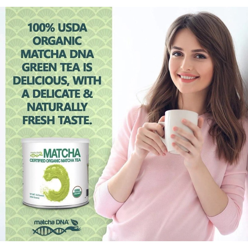 Matcha DNA Organic Matcha Green Tea Powder Unsweetened 100% Natural