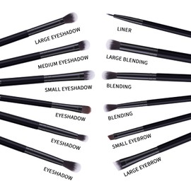 MSQ Eye Makeup Brushes 12pcs Eyeshadow Makeup Brushes Set with Soft Synthetic Hairs & Real Wood Handle for Eyeshadow, Eyebrow, Eyeliner, Blending(Black without bag)