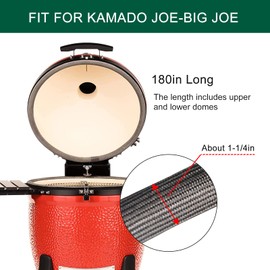 Quantfire Wire Mesh Gasket Kit for Kamado Joe Classic High Temp Fiberglass Gasket Replacement BBQ Smoker Seal Accessories Self Stick Felt 180" Long
