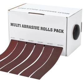 Emery Cloth Roll, 6 Grits 1”x 26FT Sand Paper Roll with Dispenser, 80 150 240 320 400 600 Grit Sandpaper Assortment, Wet Dry Sanding Paper for Metal Automotive Furniture Wood (6grits 26ft)