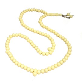 thetasbih Cream 7 x 8 mm Bead Monomer Tasbih with Wooden Beads 2-Chain Beads in Front of Alif Medium Prayer Beads