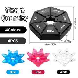 VINEST 4 Stück Tablettenbox 7 Tage Klein, Tragbare Medikamentenbox 7 Tage, Feuchtigkeitsbeständiger Pillendose Klein für Unterwegs, Mini Pillenbox Tabletten Organizer für Erwachsene ältere Menschen