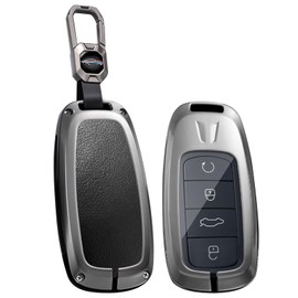 ontto Metal Leather Car Key Fob Cover Fit for Chery Jaecoo J7 7 J8 Omoda 5 C5 Arrizo 5 6 PRO Plus Tiggo 7 8 Key Holder case keyring Shell bag keychain auto accessories Black 1